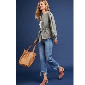 Anthropologie Pleated Sleeve Tie-Front Cardigan